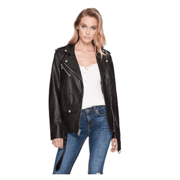 [Levi's] Belted Faux-Leather Moto Oversized Jacket SMALL - Picture 1 of 6